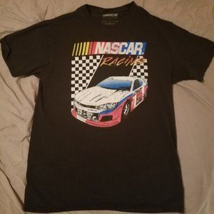 NASCAR Racing Black T-Shirt Checkered Flag Tee Mens